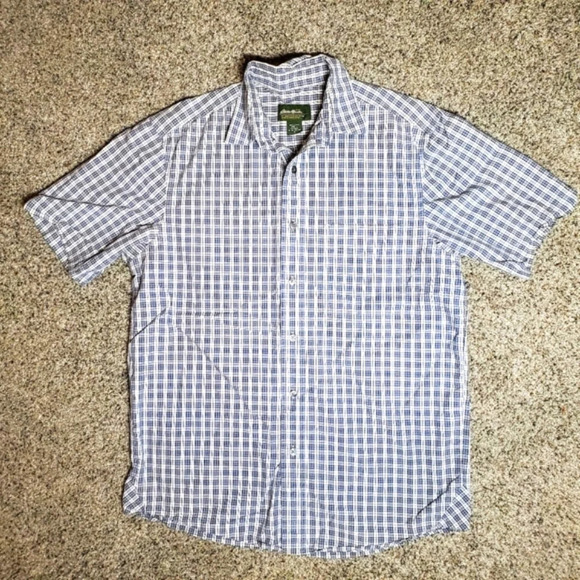 Eddie Bauer Men's Blue Plaid Short Sleeve Button Down Collared Shirt Size Small - Picture 1 of 12